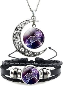 12 Zodiac Constellation Necklace Bracelet Time Gemstone Horoscope Astrology Moon Crescent Necklace for Women Men Birthday Gift Jewelry - Scorpio Products for men