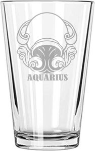 Alankathy Mugs Beer Glass 16oz for Zodiac Sign Birth Sign Aquarius Aries Cancer Capricorn Gemini Leo Libra Pisces Sagittarius Scorpio Taurus Virgo (AQUARIUS) - Aquarius Mug for men