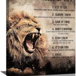 Motivational Lion Wall Art King Animal Lion 7 Rules of Life Quotes Canvas Wall Decor Inspirational Vintage Pictures Print Painting Framed Artwork Home Decor for Bedroom Living Room Office 12"x16" - Leo Canvas for men
