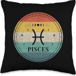 Retro Pisces Birthday Zodiac Sign Pisces Throw Pillow - Pisces Pillow for men