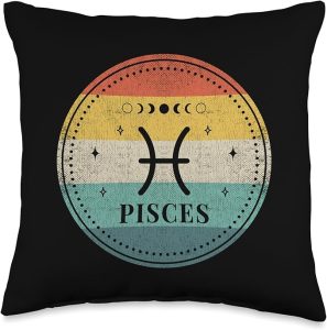 Retro Pisces Birthday Zodiac Sign Pisces Throw Pillow - Pisces Pillow for men