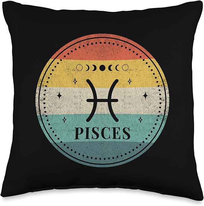 Retro Pisces Birthday Zodiac Sign Pisces Throw Pillow - Pisces Pillow for men
