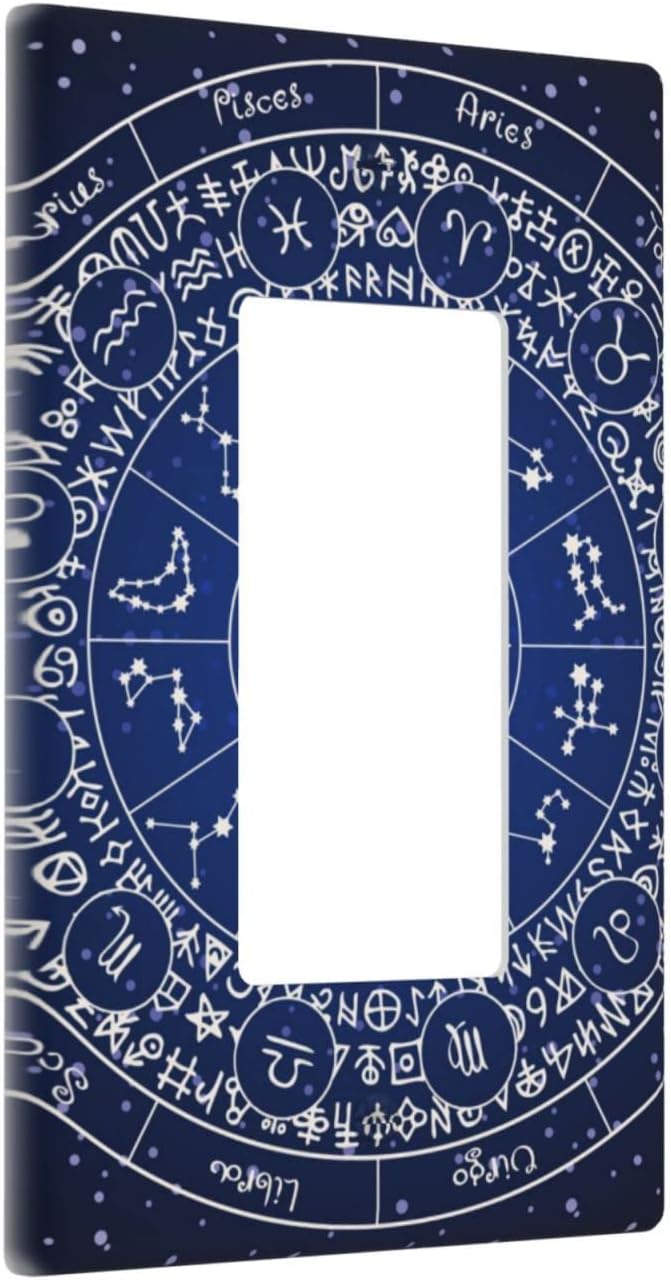 Horoscope Signs Zodiac Galaxy Occult Symbol Light Switch Cover Receptacle Outlet Wall Plate Single 1 Gang Light Switch Plate for Home Decor - Pisces Home Decor for men