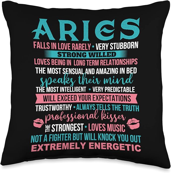 Aries Zodiac Sign Astrology Horoscope Personality Traits Throw Pillow - Aries Pillow for men