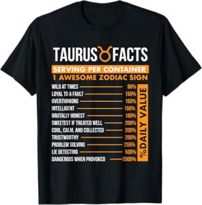 Taurus Facts - Zodiac Sign Astrology Symbol Horoscope T-Shirt - Taurus for men