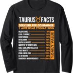 Taurus Facts - Zodiac Sign Astrology Symbol Horoscope Long Sleeve T-Shirt - Taurus for men
