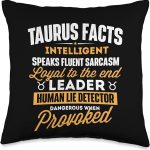 Taurus Facts - Astrology Astrologer Horoscope Zodiac Sign Throw Pillow - Taurus Pillow for men
