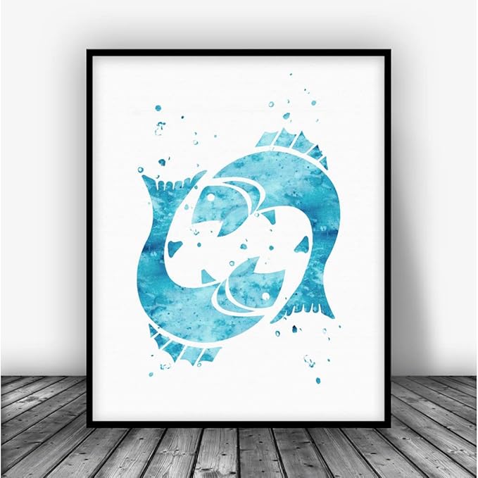 Pisces Young Premium Poster Wall Art - Professional Artwork Print - Hanging Decor For Room - Great Gift Idea (8x10) - Pisces Canvas for men
