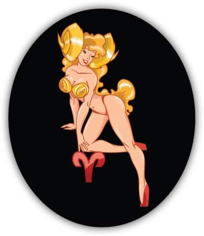 Aries Horoscope Sign Sexy Vinyl Sticker Decal for Bumpers Windows Cars Laptops Lockers Bycicles | 4" x 5" - Aries Sticker for men