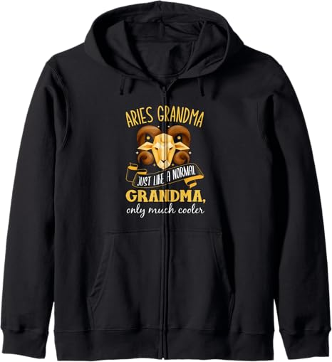 Aries Grandma Shirt Astrology Horoscope Grandma Zodiac Sign Zip Hoodie - Aries Hoodie for men