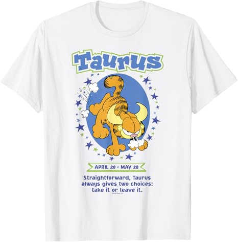 Garfield Taurus Zodiac Sign Horoscope Humour T-Shirt - Taurus for men