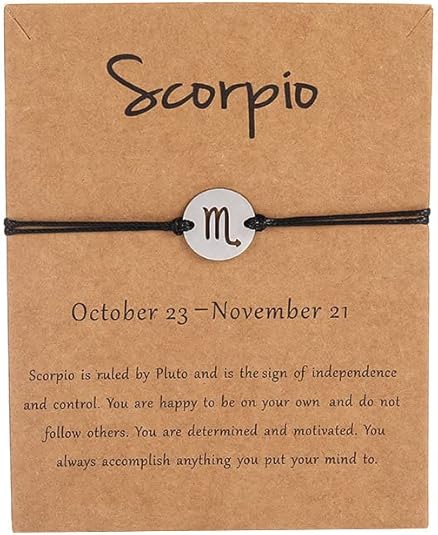 COLORFUL BLING Horoscope Zodiac Bracelet 12 Constellation Sign Bracelet for Women Astrology 14k Gold Plated Bracelet Anklet Friendship Couple Jewelry with Message Card - Scorpio Accessories for men