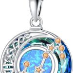 TOUPOP Zodiac Necklace 925 Sterling Silver Celtic Moon Constellation Pendant Necklaces with Blue Crystal and Blue Opal Jewelry Birthday Christmas Gifts for Women - Scorpio Products for men