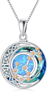 TOUPOP Zodiac Necklace 925 Sterling Silver Celtic Moon Constellation Pendant Necklaces with Blue Crystal and Blue Opal Jewelry Birthday Christmas Gifts for Women - Scorpio Products for men