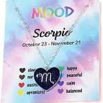 12 Constellation Sign Heart-shaped Pendant Necklace with Card Adjustable Chain Enamel Zodiac Thermochromic Necklace for Women Men Color Changing Mood Astrology Horoscope Jewelry - Scorpio Accessories for men