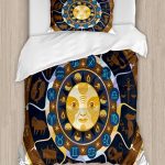 Ambesonne Astrology Duvet Cover Sets, Aries Taurus Gemini Cancer Leo Virgo Libra Scorpio Horoscope Signs, Bedding Set with 2 Duvet Covers & 2 Pillowcases, 2 Pack Twin Size, Brown Yellow and Blue - Gemini Blanket for men