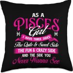 As A Pisces Girl I Have Three Sides - Horoscope Astrology Throw Pillow - Pisces Pillow for men