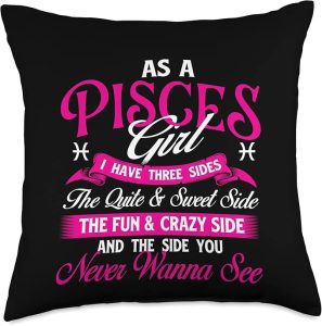As A Pisces Girl I Have Three Sides - Horoscope Astrology Throw Pillow - Pisces Pillow for men