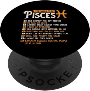 Top 10 Rules Of Pisces - Horoscope Zodiac Sign Astrology PopSockets Swappable PopGrip - Pisces for men
