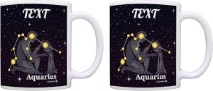 Aquarius New Age Gifts For Men Personalized Zodiac Sign Aquarius Constellation 2 Pack Customized 11oz Ceramic Coffee Mug Set - Aquarius Mug for men