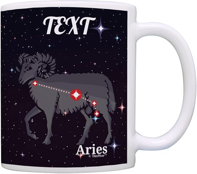 Aries Gifts For Women Personalized Zodiac Sign Aries Constellation Personalized 11oz Ceramic Coffee Mug with Handle - Aries Mug for men