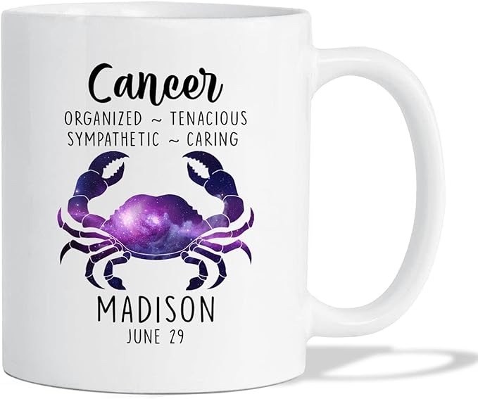 Personalized Zodiac Sagittarius Capricorn Aquarius Pisces Gemini Aries Taurus Cancer Leo Virgo Libra Scorpio White Coffee Mug, Horoscope Personality Traits Mug 11 15 Oz, Custom Zodiac Name Date Mug - Aries Mug for men