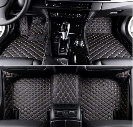 Custom Car Floor Mats for 99.99% Sedan SUV Sports Car Men Women Protection Full Coverage Pads Anti-Slip Leather Floor Lining All Weather Car Floor Mats (Black Gold) - Virgo Car Floor Mat for men