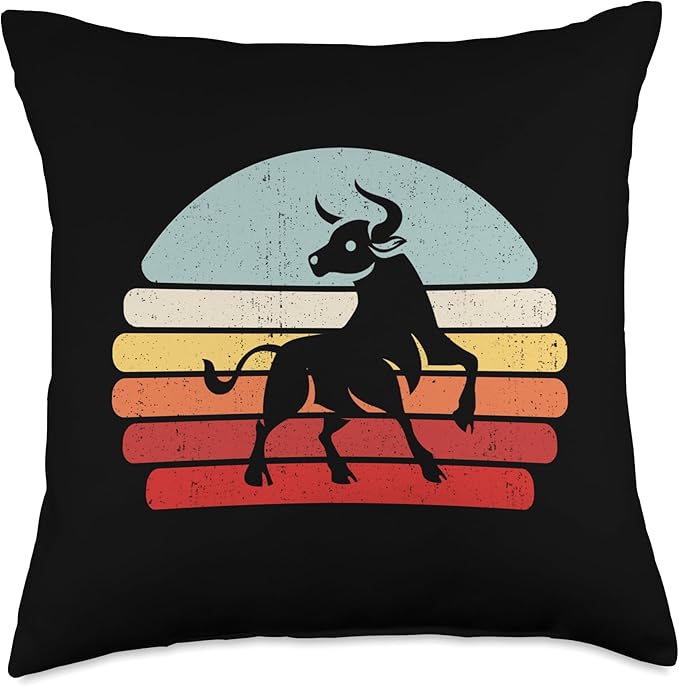 Vintage Zodiac Sign Taurus Throw Pillow - Taurus Pillow for men
