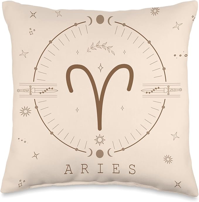 Astrological Stars Celestial Zodiac Sign Aesthetic Aries Throw Pillow - Aries Pillow for men