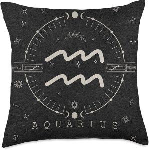 Aesthetic Aquarius Zodiac Sign Astrological Stars Celestial Throw Pillow - Aquarius Pillow for men