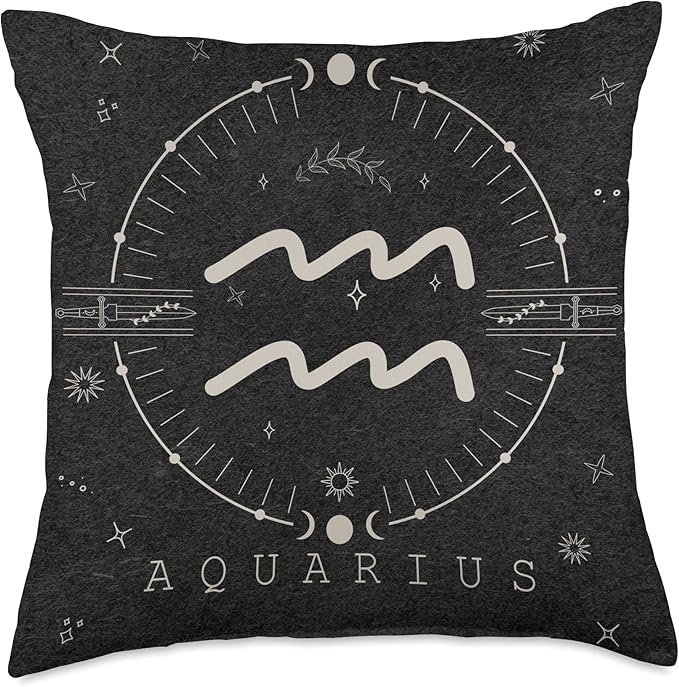 Aesthetic Aquarius Zodiac Sign Astrological Stars Celestial Throw Pillow - Aquarius Pillow for men
