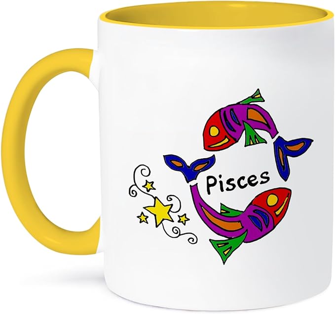 3dRose Coffee Mug, Size - 15oz - Fun Zodiac Pisces Fish Astrology Sign Zodiac - funny coffee cup gift - Pisces for men