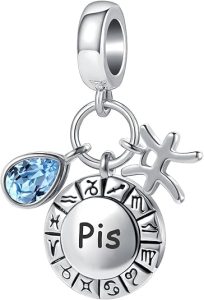 Pisces Zodiac Sign Teardrop Birthstone Birthday Charm Constellation Bead for Pandora Bracelet - Pisces for men