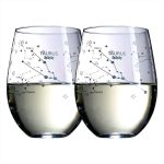 The Wine Savant Set of 2 Zodiac Sign Wine Glasses with 2 Wooden Coasters Astrology Drinking Glass Set with Etched Constellation Tumblers for Juice, Water Home Bar Horoscope Gifts 18oz (Taurus) - Taurus for men