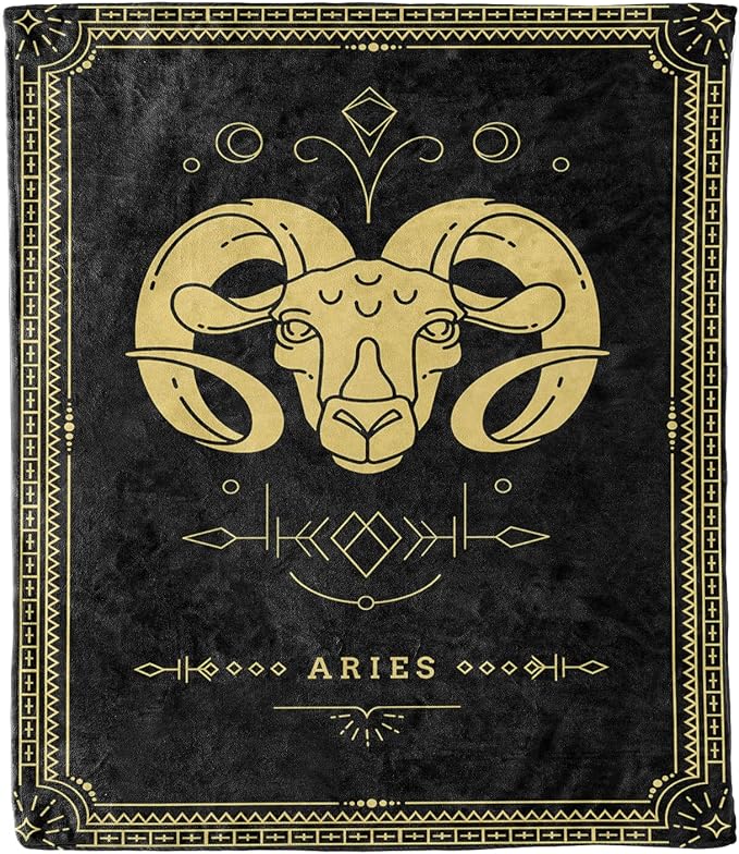 Aries Zodiac Blanket Horoscope Design, Gift for Friends and Family for Birthday, Anniversary, Christmas, House Warming Gift, Soft Warm & Cozy Zodiac Sign Beddings, Made in USA - Aries Blanket for men