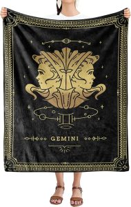 Gemini Zodiac Blanket Horoscope Design, Gift for Friends and Family for Birthday, Anniversary, Christmas, House Warming Gift, Soft Warm & Cozy Zodiac Sign Beddings, Made in USA - Gemini Blanket for men