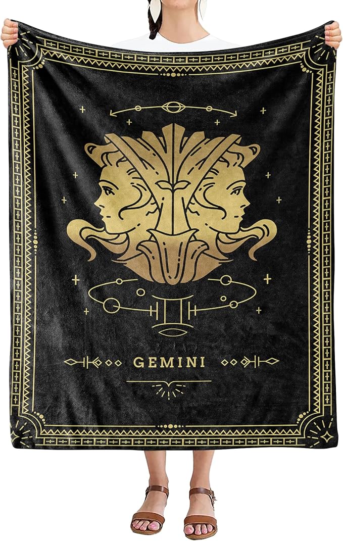 Gemini Zodiac Blanket Horoscope Design, Gift for Friends and Family for Birthday, Anniversary, Christmas, House Warming Gift, Soft Warm & Cozy Zodiac Sign Beddings, Made in USA - Gemini Blanket for men