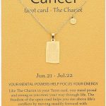 14k Gold Plated Zodiac Sign with Tarot Card Pendant Necklace Birthday Gift for Women - Cancer Car Accessories for men
