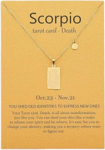 14k Gold Plated Zodiac Sign with Tarot Card Pendant Necklace Birthday Gift for Women - Scorpio Products for men