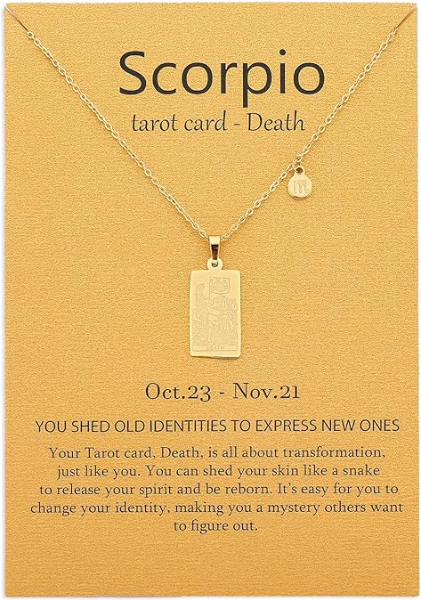 14k Gold Plated Zodiac Sign with Tarot Card Pendant Necklace Birthday Gift for Women - Scorpio Products for men