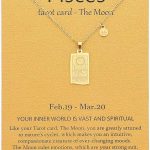 14k Gold Plated Zodiac Sign with Tarot Card Pendant Necklace Birthday Gift for Women - Pisces Car Accessories for men