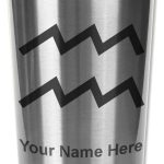 LaserGram 16oz Coffee Travel Mug, Zodiac Sign Aquarius, Personalized Engraving Included (Stainless) - Aquarius Mug for men