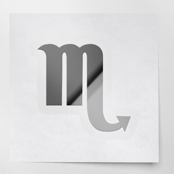 Decal Stickers Of Odiac Signs Scorpio Icon Symbol (Metallic Silver) Premium Waterproof Vinyl Decal Stickers For Laptop Phone Accessory Helmet Car Window Mug Tuber Cup Door Wall Decora USCSKUS018351SI - Scorpio Sticker for men