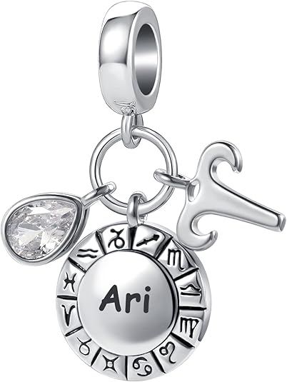 Teardrop Birthstone Birthday Constellation Charm for Women Pandora Bracelets Horoscope Zodiac Sign Anniversary Dangle Bead for Mom Sister Grandma - Aries Bracelet for men
