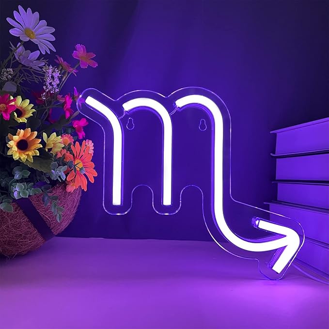 The Zodiac Horoscope Neon Sign, Scorpio LED Neon Signs for Wall Decor, Astrology Zodiac Horoscope Neon Lights Beautiful Spiritual, Birthday Party, Home Kids Room Decor (Scorpio) - Scorpio Canvas for men