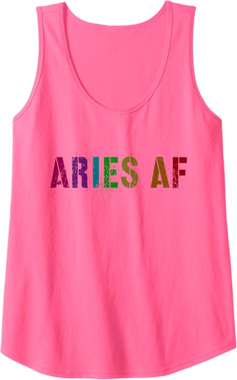 Pink ARIES AF Retro Ram Zodiac Birthday Sign Astrology Girl Tank Top - Aries T-Shirt for men