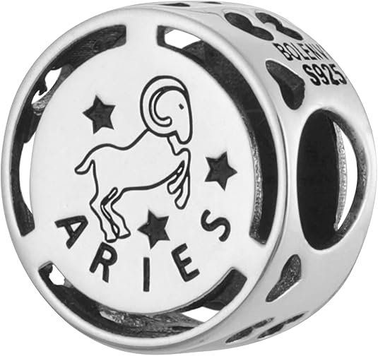 Zodiac Signs Birthday Symbols 925 Sterling Silver Charm Bead For Pandora & Similar Charm Bracelets or Necklaces - Aries Bracelet for men
