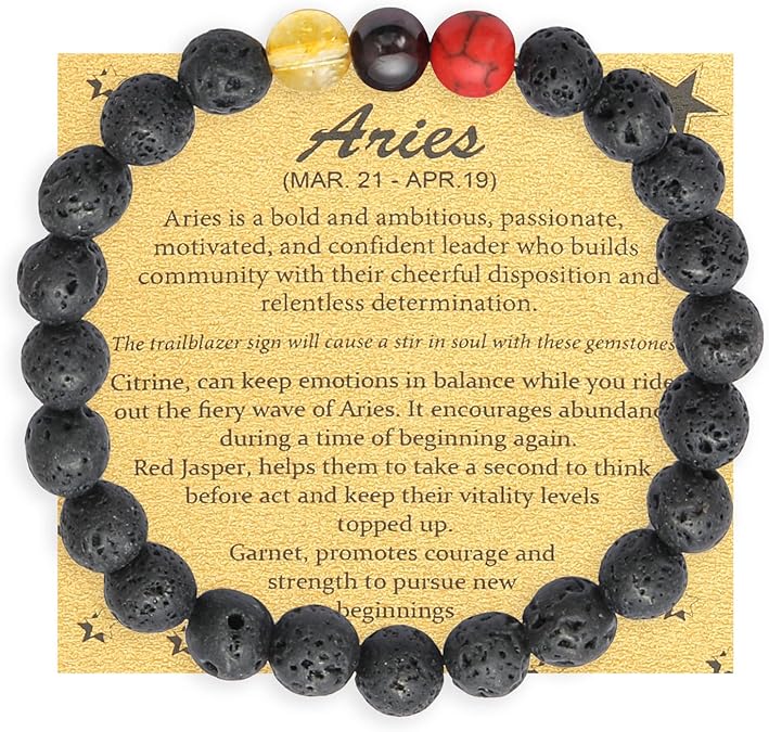 Spiritual Crystal Beads Zodiac Bracelet for Women Horoscope Jewelry Birthday Gift - Aries Bracelet for men