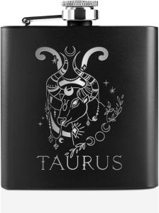Onebttl Zodiac Theme Gifts Stainless Steel Hip Flask 6oz, Birthday Gifts for Women Men- Taurus - Taurus for men