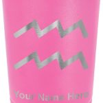 LaserGram 16oz Vacuum Insulated Pint Tumbler, Zodiac Sign Aquarius, Personalized Engraving Included (Pink) - Aquarius Mug for men